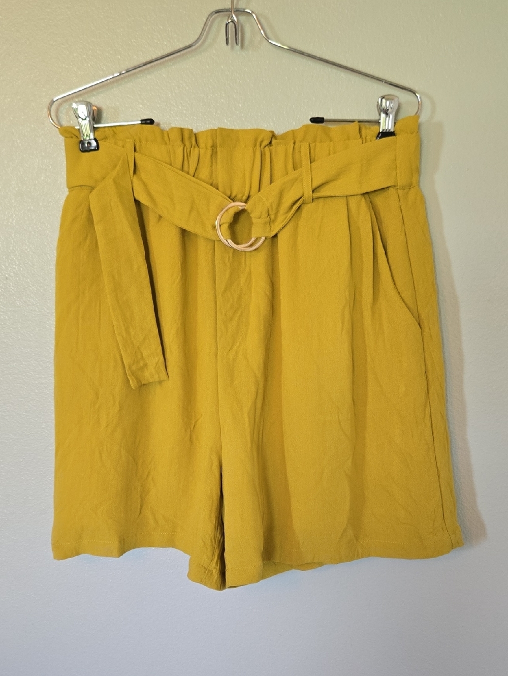 The Korner | Mustard Yellow Paperbag-waist Shorts Size Medium
